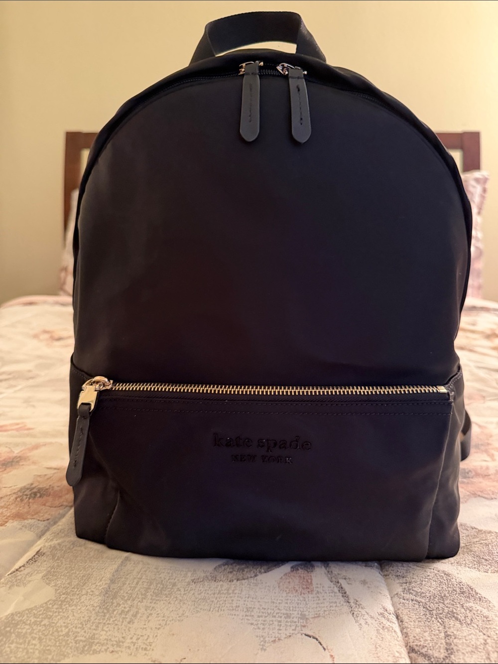 kate spade Black Nylon Mini Backpack with Gold Hardware